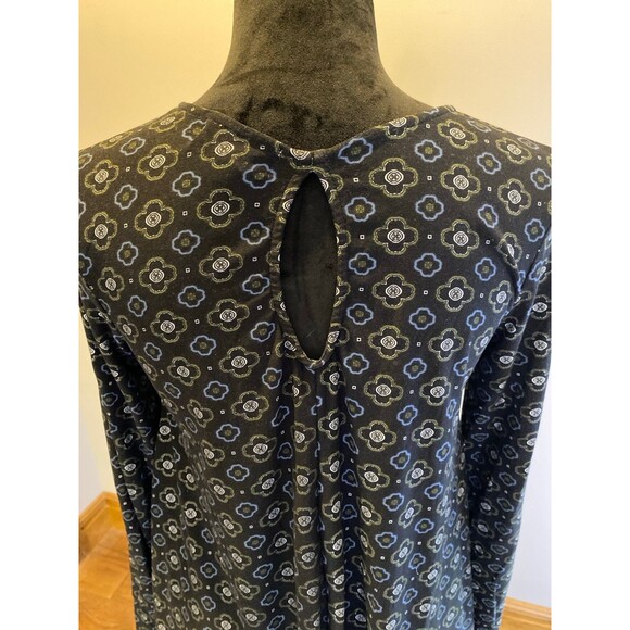 Derek Heart Dress Navy Blue Pattern Paisley Size  Small Long Sleeve 8% Spandex - Picture 7 of 11